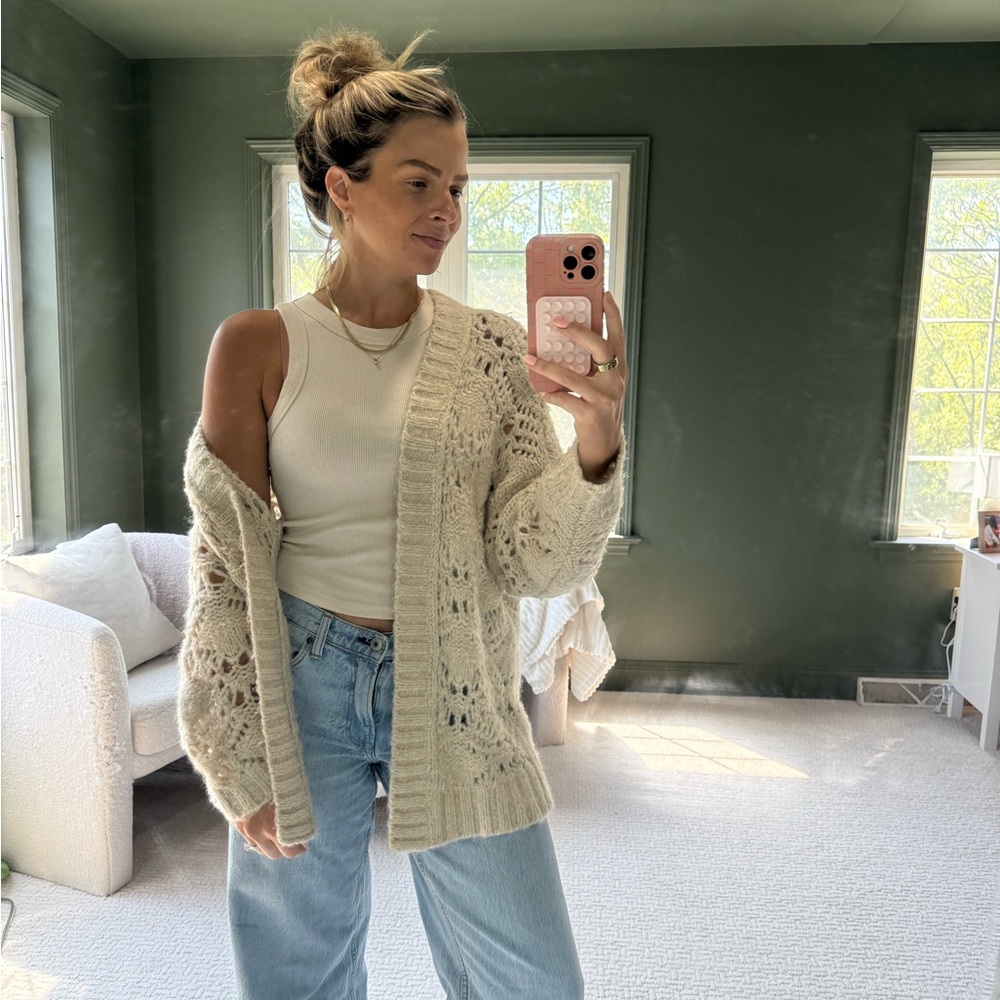 American Eagle Outfitters Cream Knit Cardigan